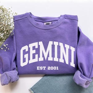 Custom Gemini Sweatshirt, Comfort Colors Custom Gemini Shirt, Gemini Gift, Custom Zodiac Shirt, Personalized Horoscope Gift, May June Gift