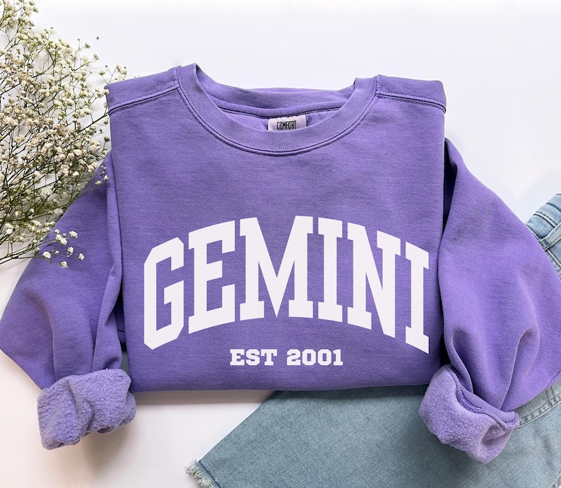 Custom Gemini Sweatshirt, Comfort Colors Custom Gemini Shirt, Gemini Gift, Custom Zodiac Shirt, Personalized Horoscope Gift, May June Gift