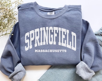 Springfield Sweatshirt, Komfort Farben Springfield MA Massachusetts Hemd Massachusetts Urlaubsreise Souvenir Geschenk, Massachusetts Rundhalsausschnitt