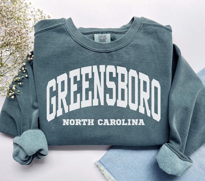 Greensboro Sweatshirt, Comfort Colors Greensboro NC Shirt, North Carolina Vacation Trip Souvenir Gift, North Carolina Crewneck Student Gift