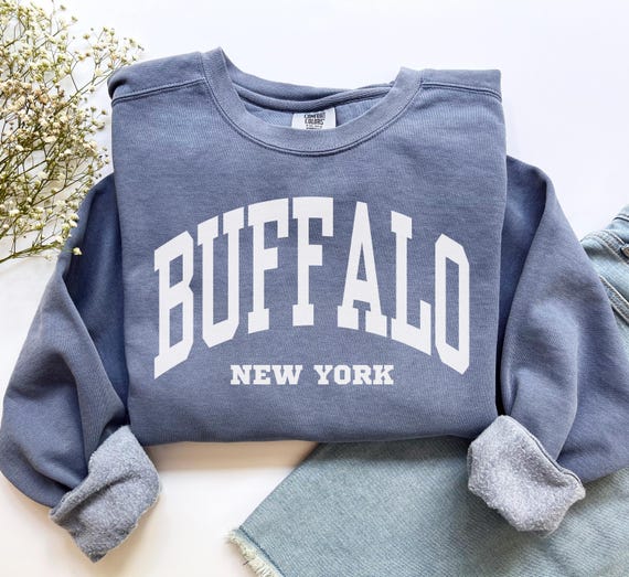 Buffalo Sweatshirt, Comfort Colors Buffalo Shirt, New York Vacation Trip Souvenir Gift, Sports Jersey Buffalo Sweater NY New York Crewneck