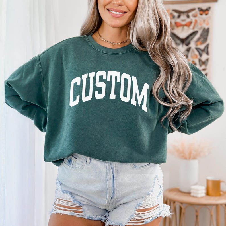 Custom Sweatshirt, Comfort Colors Personalized Gift for Her, Custom Crewneck Aesthetic Sweatshirt, Customize Shirt, Trendy Custom Name Shirt