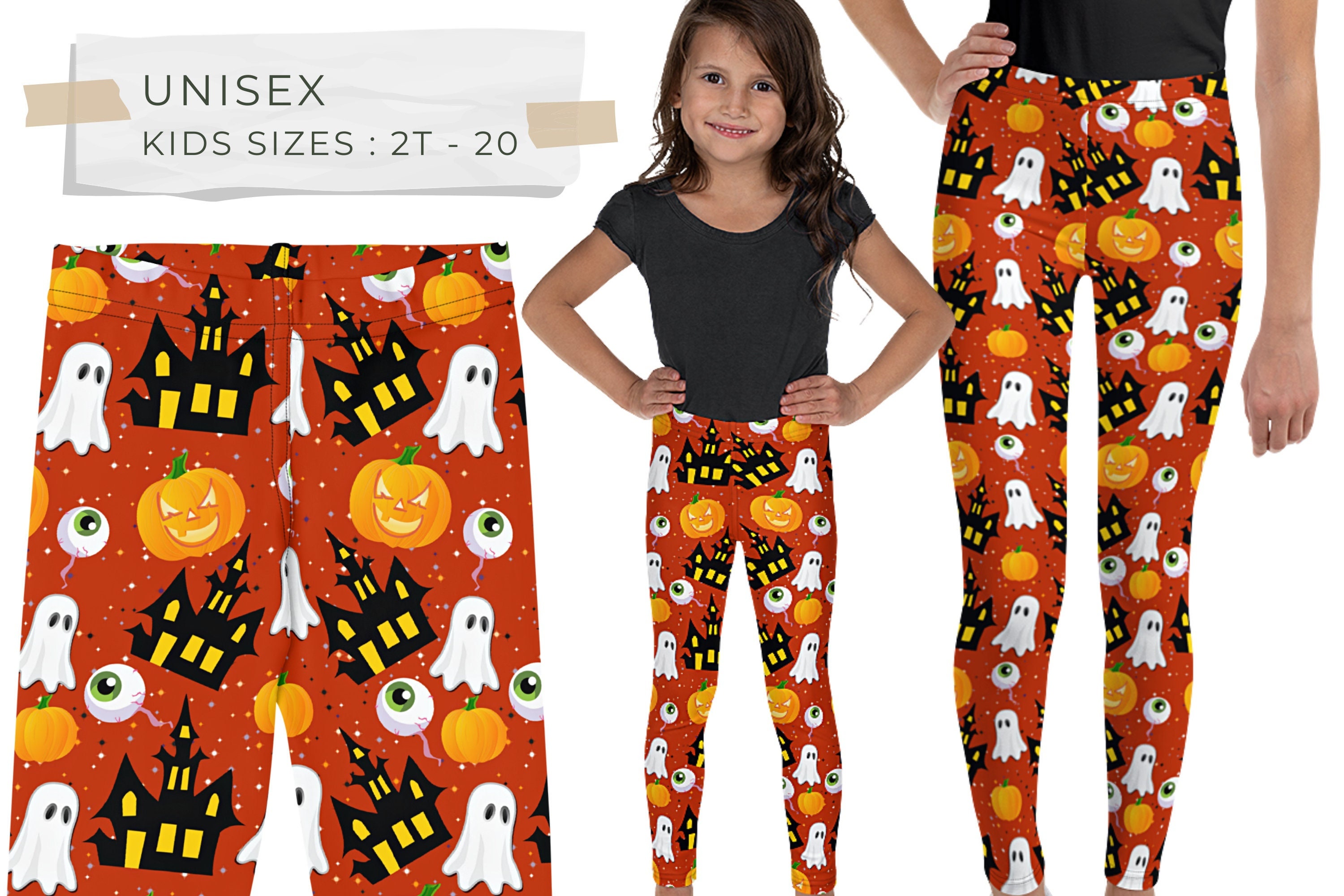 Kids Halloween Costume Kids Halloween Pants, Red Kids Leggings Kids