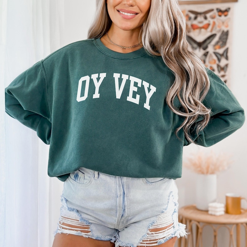 Oy Vey Jewish Shirt, Comfort Colors Jewish Sweatshirt, Hanukkah Shirt, Funny Jewish Crewneck, Chanukah Gift for Family, Hebrew Yiddish Shirt
