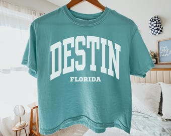 Destin Crop Tee, Komfort Farben Destin FL Shirt Boxy Sommer Destin Crop Top, Florida Urlaub Reise Souvenir Geschenk Preppy Trendy Beach Shirt