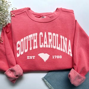 South Carolina Sweatshirt, Comfort Colors South Carolina Shirt, South Carolina Vacation Beach Trip Souvenir Gift, Sports Student Crewneck