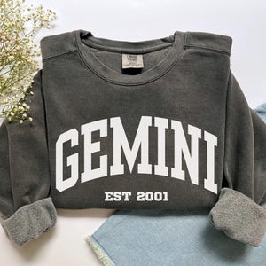 Custom Gemini Sweatshirt, Comfort Colors Custom Gemini Shirt, Gemini Gift, Custom Zodiac Shirt, Personalized Horoscope Gift, May June Gift
