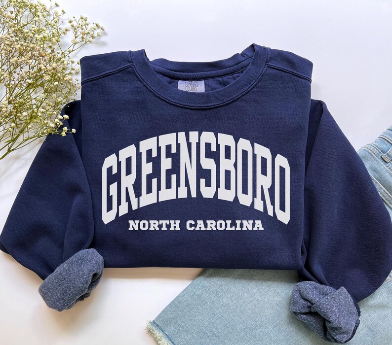 Greensboro Sweatshirt, Comfort Colors Greensboro NC Shirt, North Carolina Vacation Trip Souvenir Gift, North Carolina Crewneck Student Gift