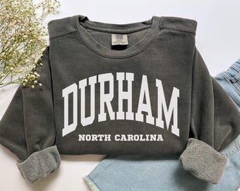 ダーラム スウェットシャツ、コンフォートカラー ダーラム NC シャツ ノースカロライナ バケーション 旅行 お土産 学生ギフト、試合日 スポーツ ノースカロライナ クルーネック