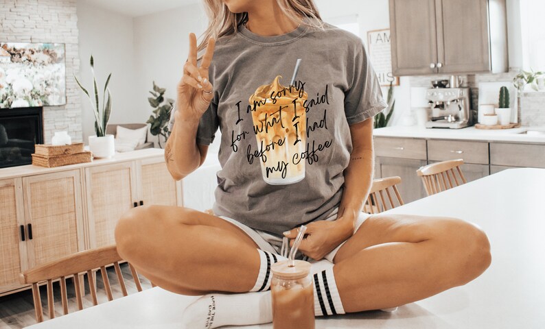 Latte Coffee Shirt, Comfort Colors Iced Coffee Shirt, Coffee Lover Gift for Her, Long Sleeve Iced Latte Cappuccino Tee, Coffee Addict Tshirt