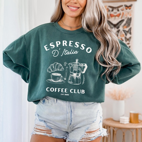 Espresso Shirt, Coffee Club Italy Amalfi Coast Chic Aesthetic Tee Oversized Italia Vacation Shirt, Vintage Italy Graphic Tee D'Italia Shirt