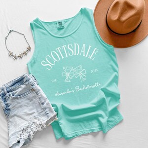 Custom Bachelorette Scottsdale Tank Top, Comfort Colors Unisex Personalized Bridesmaids Tank Top, Custom Bridal Wedding Bride Bach Tank Top