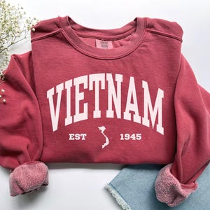 Sweatshirt Vietnam, Chemise Vietnam couleurs confort, Cadeau souvenir voyage de vacances Vietnam, Ras du cou Vietnam, Chemise vietnamienne Pull Vietnam