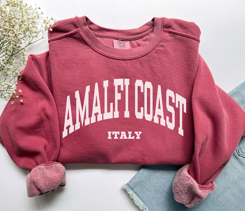 Amalfi Coast Sweatshirt, Comfort Colors Amalfi Coast Shirt Amalfi Crewneck, Mediterranean Europe Honeymoon Italy Vacation Trip Souvenir Gift