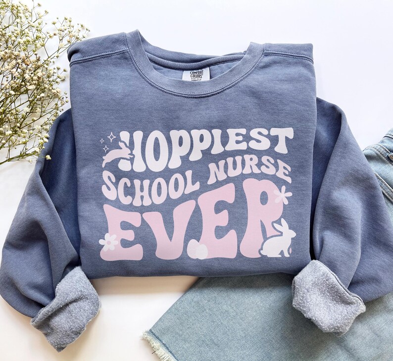 Easter School Nurse Shirt, Comfort Colors Easter School Nurse Sweatshirt, School Nurse Gift, School Nurse Tshirt, Easter Gift for Nurse Tee