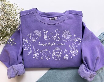 Hopfen Flug Krankenschwester Sweatshirt, Komfort Farben Ostern Flug Krankenschwester Shirt EMS EMT Krankenschwester Tshirt, Hubschrauber AirMed RRT Air Sanitäter Abschlussgeschenk