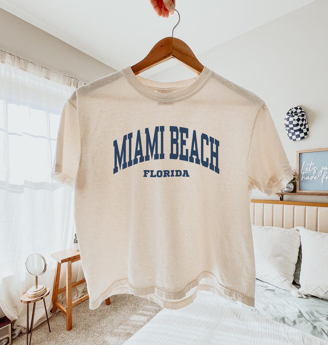 Camiseta corta de Miami Beach, camisa de Miami Beach con colores
