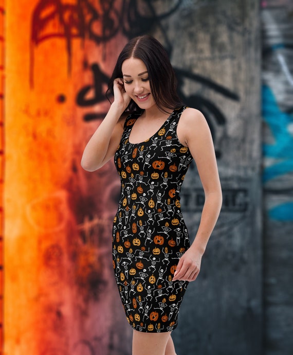 Skeleton Dress Skeleton Halloween Costume for Women, Black Pumpkin Dress  Women Y2K Alt Clothing Witchy Dress Fall,adult Short Witch Dress XL - Etsy  Israel