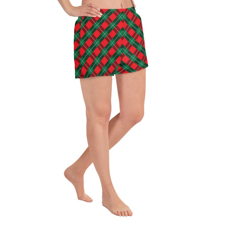 Women Christmas shorts pajamas buffalo plaid holiday jammies athletic workout gym shorts Christmas pyjamas family matching Christmas pjs