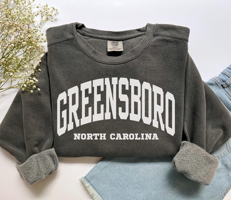 Greensboro Sweatshirt, Comfort Colors Greensboro NC Shirt, North Carolina Vacation Trip Souvenir Gift, North Carolina Crewneck Student Gift
