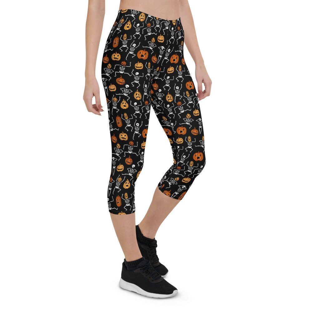 Capri Skeleton Leggings as Halloween Costume or Pumpkin Pants - Etsy