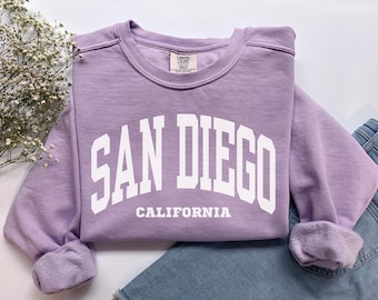 Moletom San Diego, Camiseta Comfort Colors San Diego, Presente para Viagem de Meninas à Califórnia, Presente de Férias em Família, Camiseta de Praia de Verão para Despedida de Solteira na Califórnia