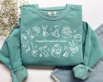 Hopfen Transplantation Krankenschwester Sweatshirt, Komfort Farben Ostern Transplantation Krankenschwester Shirt Organspende T-Shirt, BMT PN Transplantation RN Abschlussgeschenk