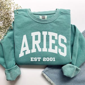 Custom Aries Sweatshirt, Comfort Colors Custom Aries Shirt, Aries Gift, Custom Zodiac Shirt, Personalized Horoscope Gift, March April Gift