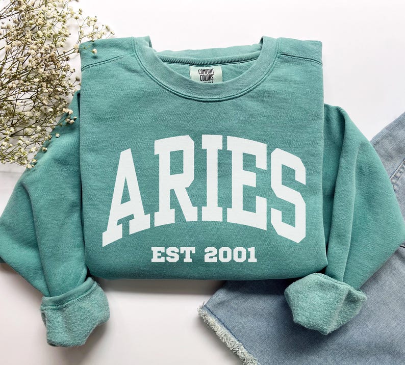 Custom Aries Sweatshirt, Comfort Colors Custom Aries Shirt, Aries Gift, Custom Zodiac Shirt, Personalized Horoscope Gift, March April Gift