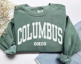 Columbus-sweater, comfortabele kleuren Columbus Ohio-shirt Ohio vakantiereis souvenir, Midwest student Ohio ronde hals OH Columbus-t-shirt