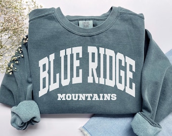 Blue Ridge Mountains-sweater, comfortabele kleuren Blue Ridge Parkway-shirt Appalachian vakantiereis souvenir, nationaal park ronde hals