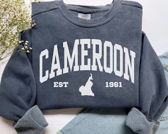 Cameroon Sweatshirt, Comfort Colors Cameroon Map Shirt Vacation Trip Souvenir Gift, Africa Vacay Cameroonian Pride Cameroon Flag Crewneck