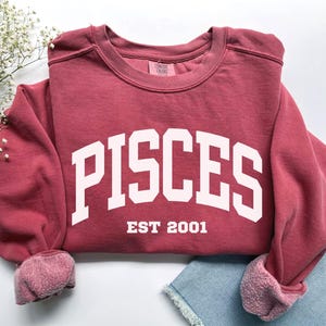 Custom Pisces Sweatshirt, Comfort Colors Custom Pisces Shirt, Pisces Gift, Custom Zodiac Shirt, Personalized Horoscope February March Gift