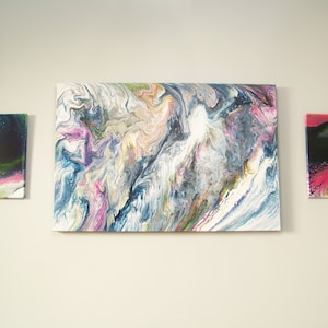 Acrylic Poured Painting Package Awakening 11&quot;x14&quot; x 5/8&quot;; Abundance 36&quot;x24&quot;x 1.5&quot;; River of Life 11&quot;x14&quot; x 5/8&quot;