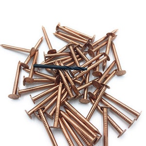 Copper Nails with Free 1/8&quot; Starter Dill Bit (Multiple Quantities, 1&quot; To 3&quot;) For Corrosion Resistant Roofing, Slate Roofing, Craft Projects