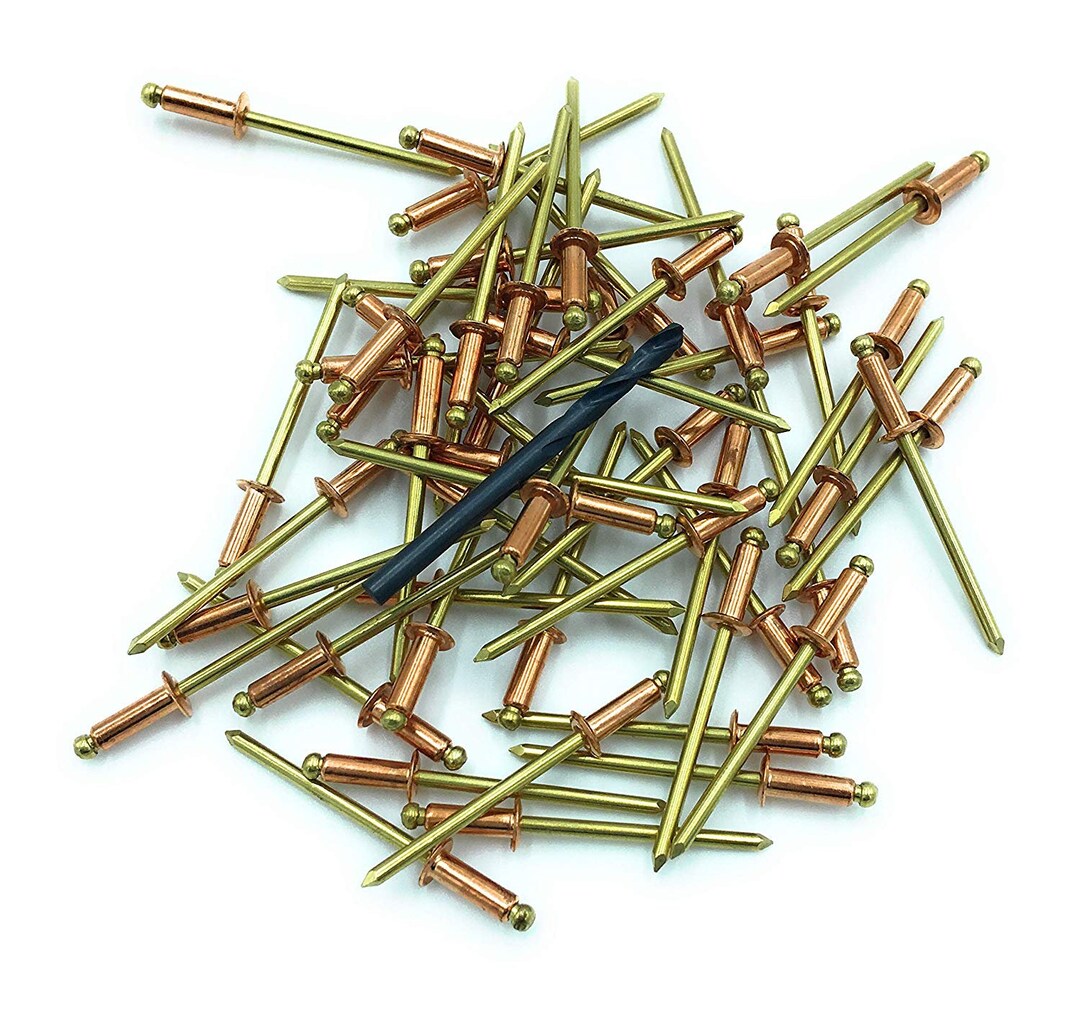 Copper Pop Rivet With Brass Mandrel 44 1/8 Diameter X 1/4 Grip for
