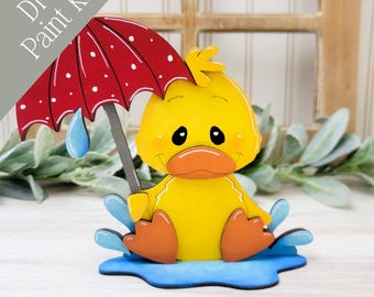 Spring Duck DIY Paint Kit: Shelf Decor, Laser Cut MDF