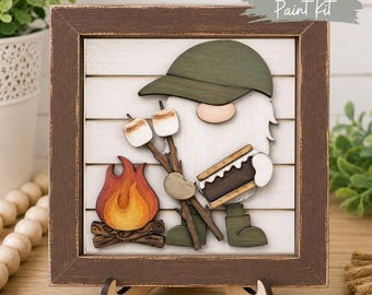 Camping Gnome Smores Sign Paint Kit:  Interchangeable Tile