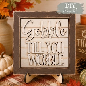 DIY Thanksgiving Sign Paint Kit: Gobble Till You Wobble Decor, Interchangeable Ladder/Frame Tile