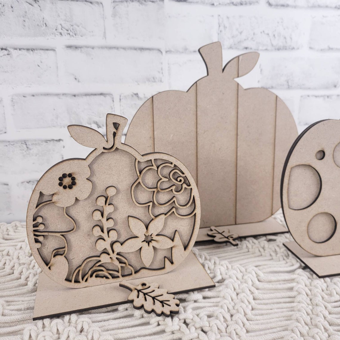 Farmhouse Pumpkin Trio DIY Paint Kit | Standing Pumpkins Laser Cut Wood ...