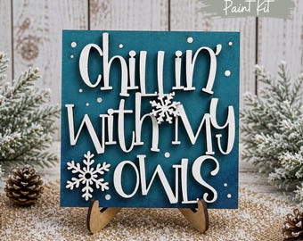 DIY Winter Owls Chillin with my Owls Paint Kit: Interchangeable Ladder/Frame Insert