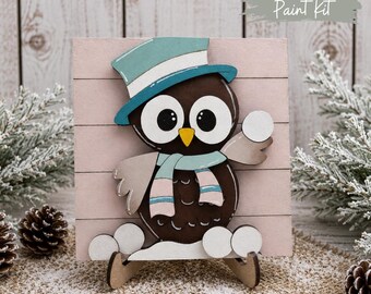 DIY Winter Owls Snowball Fight Paint Kit: Interchangeable Ladder/Frame Insert