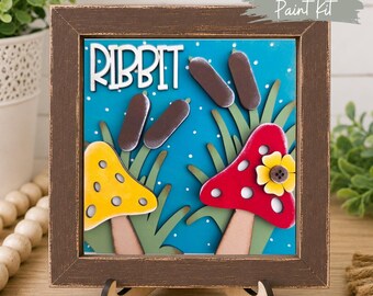 DIY Spring Frogs and Mushrooms Paint Kit: Interchangeable Ladder/Frame Insert
