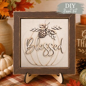 DIY Blessed Pumpkin Thanksgiving Sign Paint Kit: Holiday Decor, Interchangeable Ladder/Frame Tile