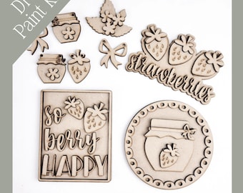 Strawberry Tiered Tray DIY Paint Kit: Summer Laser Cut Wood Blanks