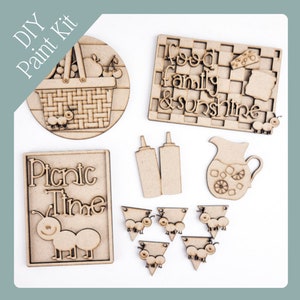 Picnic Time Tiered Tray DIY Paint Kit: Laser Cut Wood Blanks