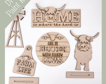 Highland Kuh DIY Kit: Tiered Tablett Dekor, Laser Cut Holz