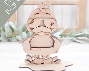 DIY Summer Duck Paint Kit: Shelf Decor, Laser Cut MDF