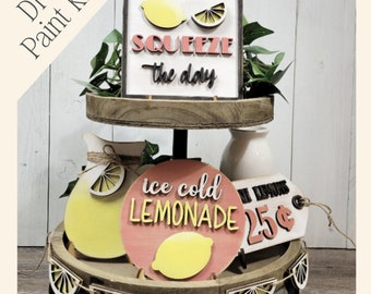 Lemons Lemonade Summer DIY Paint Kit | Tiered Tray Laser Cut Wood Blanks |  DIY Kits