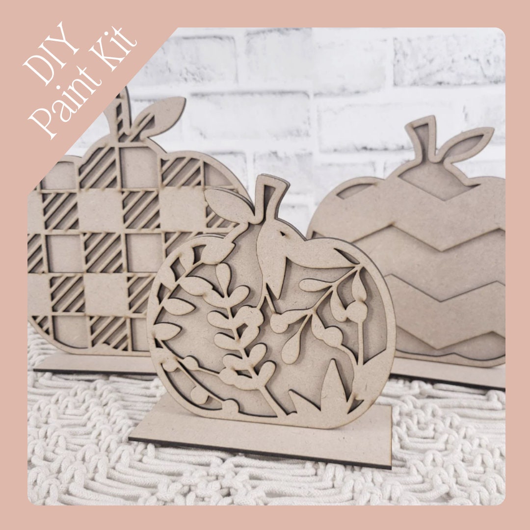 Plaid Pumpkin Trio DIY Paint Kit | Standing Pumpkins Laser Cut Wood ...